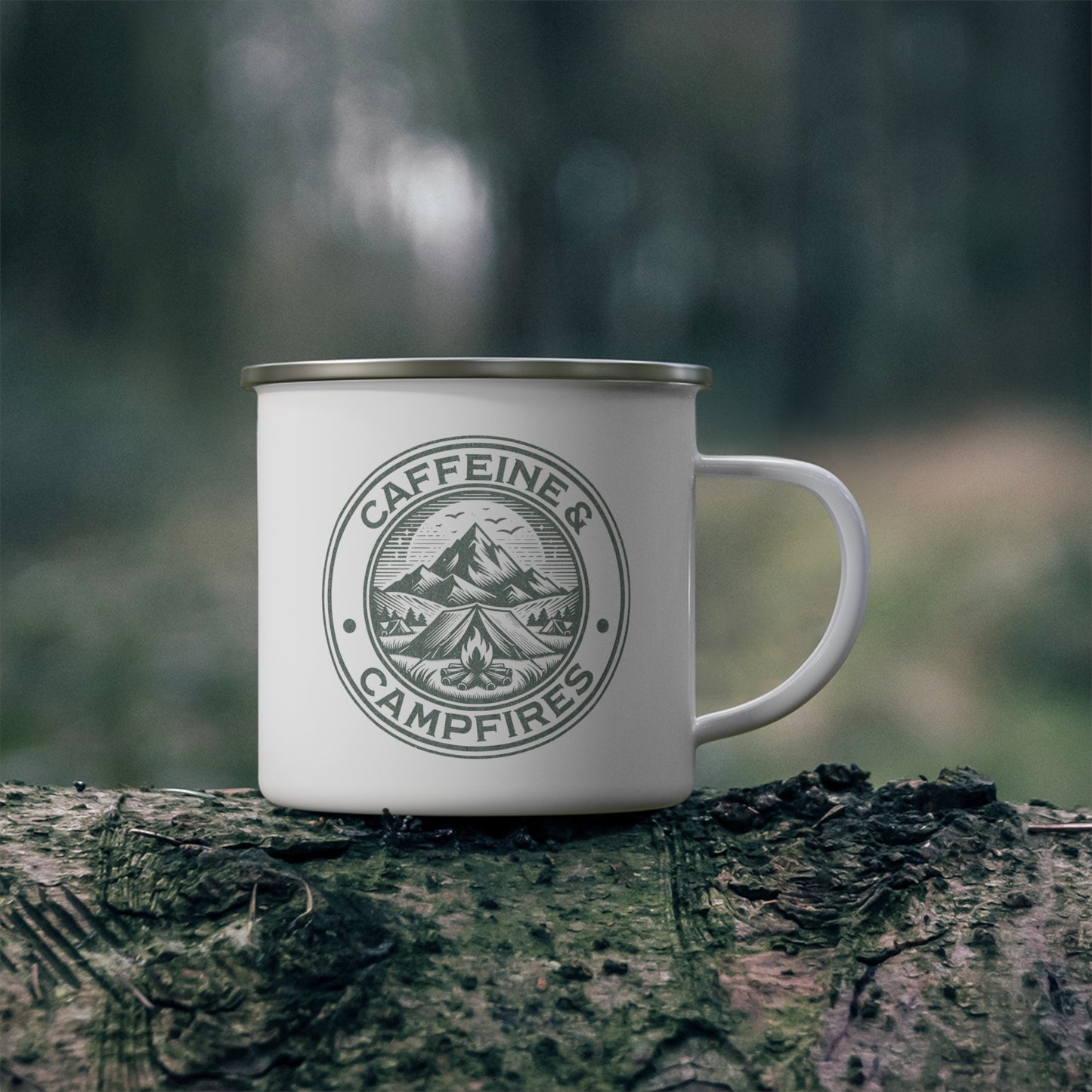 Caffeine & Campfires Enamel Camping Mug