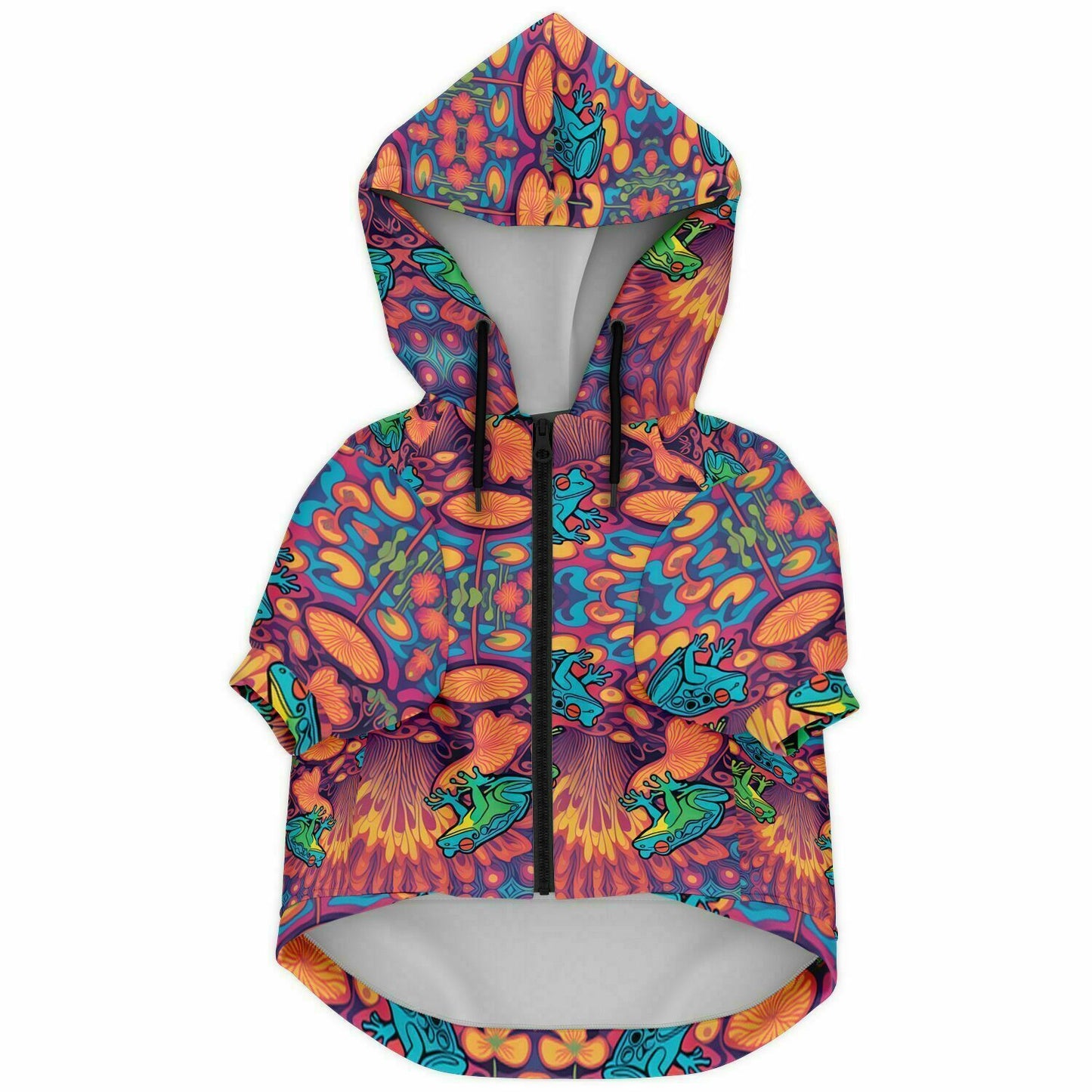 Psychedelic Frogs Dog Zip-Up Camping Hoodie