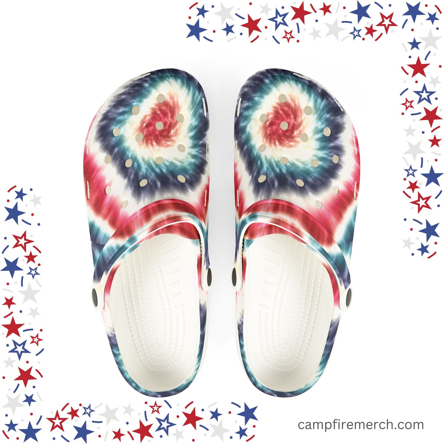 Red White and Blue Tie Dye Camp Shoes