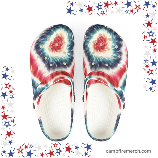 Red White and Blue Tie Dye Camp Shoes