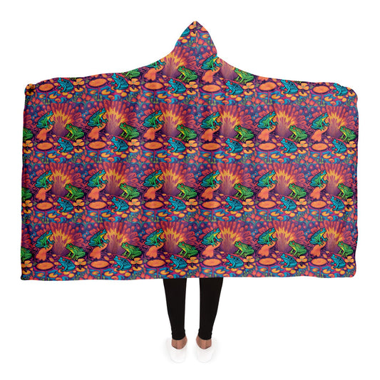 Psychedelic Frogs Hooded Blanket