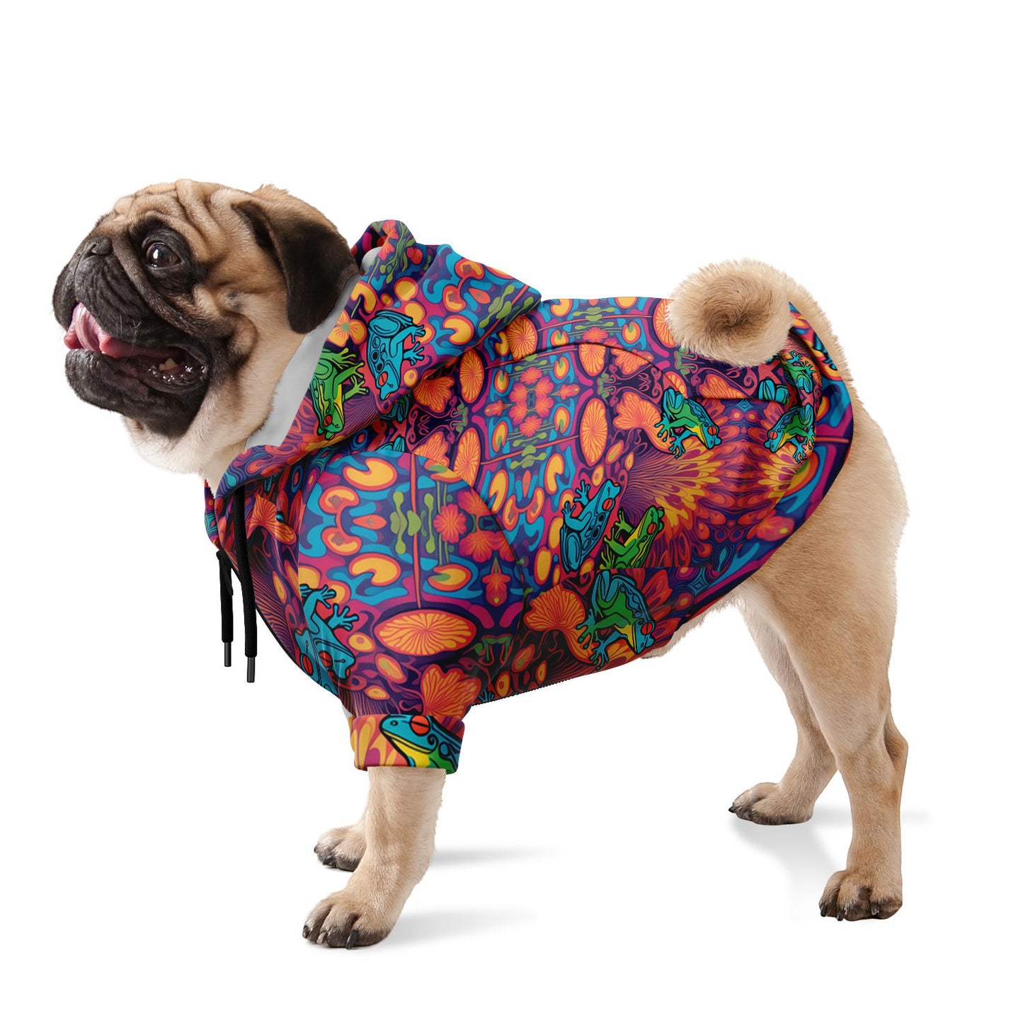 Psychedelic Frogs Dog Zip-Up Camping Hoodie